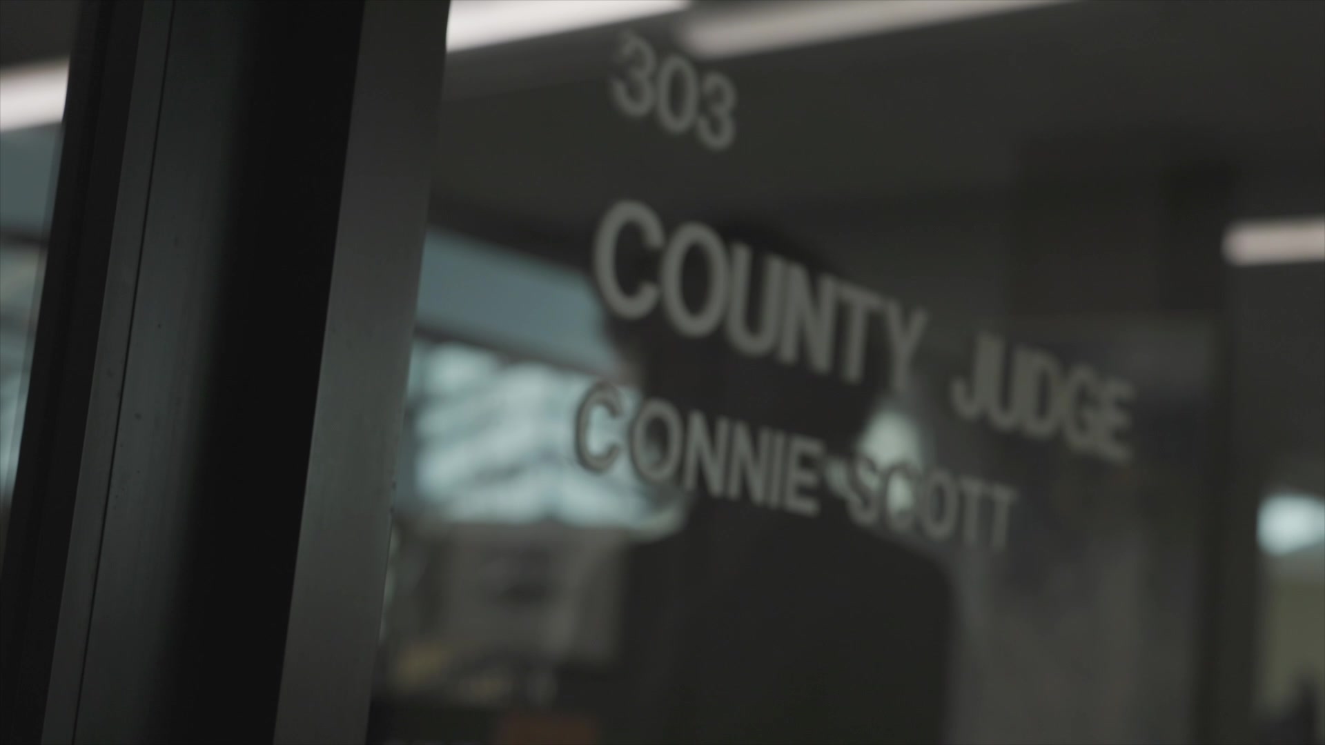 County Judge office door at the Nueces County Courthouse