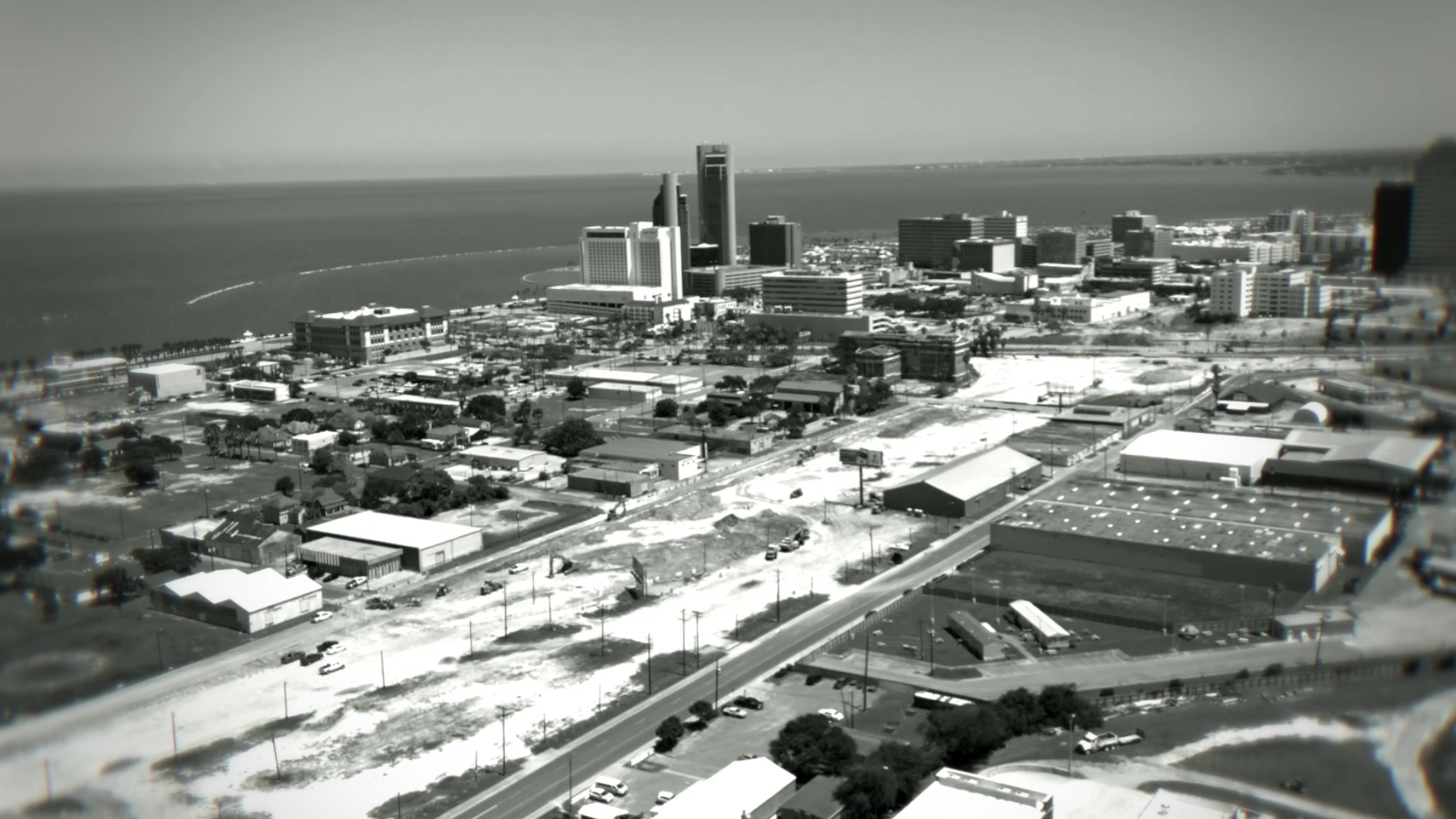 Aerial view of the Nueces County coastline and bay